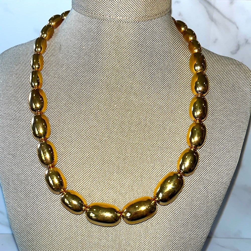 Milor Italy 14k gold resin beaded shiny necklace vintage